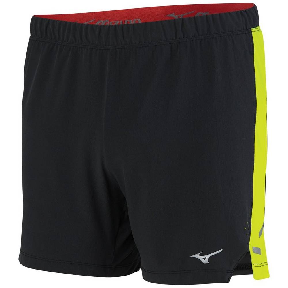 Pantalones Cortos Mizuno Aero 4.5" Hombre Negras/Amarillo Ofertas GUNM-34975